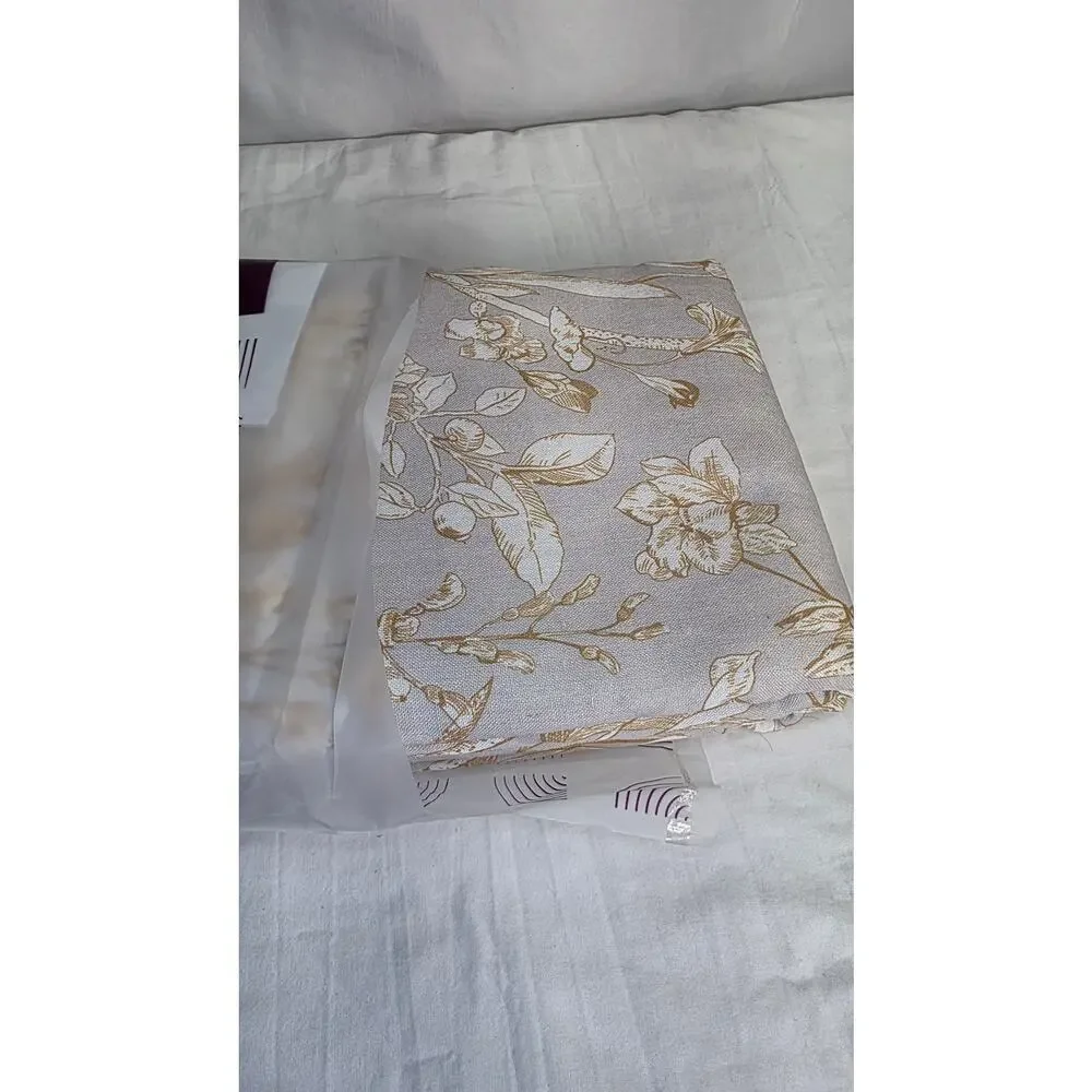 Floral Linen Blend Curtains  50 x 96” Farmhouse French Country Mustard Yellow